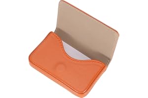 sourcing map Business Card Holder, PU Leather Business Card Case Pocket Business Name Card Holder with Magnetic Shut for Men and Women, Orange