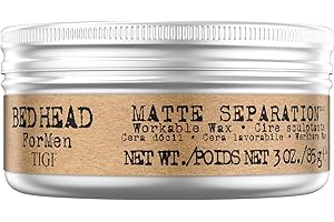 Bed Head For Men by TIGI - Matte Separation Cire coiffante - Produit professionnel à longue tenue pour homme - Formule à la cire d'abeille - Cheveux courts à mi-longs - 85 g