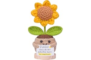 Mwmoeen Pocket Hug Positive Sonnenblume Puppe, Lustige Kreative Strickwolle Sonnenblume Motivationsgeschenke Beste Freundin Geschenke für Freundin Kleine Geschenke für Frauen(E31)