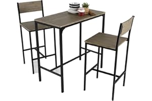 Kit Closet 7010170194 - Set Coimbra Mesa Alta y 2 taburetes con respaldo - Imitación Madera, 90 x 45 x 87
