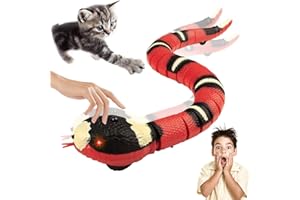 SKJJL Jouet Serpent pour Chat, Jouet de Serpent Électrique, Jouet de Serpent à Détection Intelligente, Serpent Plastique USB, Langue Rétractable et Queue Pivotante, pour Animaux de Compagnie