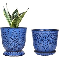 Ivyline Monza Vintage blauwe plantenbak voor binnen, D17,5 cm, één maat, blauw