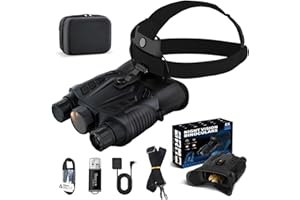 SUZLAZYR Lunettes de vision nocturne montées sur la tête, jumelles de vision nocturne en couleur 2,5 K pour adultes, enregistrement photo et vidéo activées par application, fonction GPS, zoom