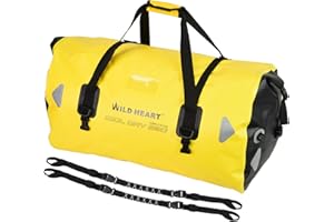 WILD HEART Sac de Voyage étanche PVC500D Double Fond avec Corde et Poche Intérieure 40L 66L 100L pour Kayak, Camping, Navigation de Plaisance, Moto