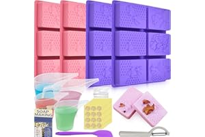Artcome Kit de fabricación de jabón de bricolaje, moldes, herramientas de medición y embalaje para jabones hechos a mano, herramientas de fabricación de jabón para principiantes y profesionales, ideal