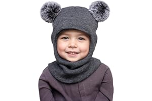 AYPOW Cappello Passamontagna Invernale Caldo per Bambini da 0.5 a 6 Anni, Set Berretto Sciarpa Maglia Termica Antivento Multifunzione per Bambine Bambini Neonati, Cappuccio Berretti Sciarpa Cappuccio