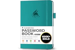 ‎CLEVER FOX Clever Fox Passwortbuch mit Registerkarten - Adress- und Passwort-Organisationsbuch mit alphabetischen Registerkarten - Mittelgroßes Passwortbuch für Computer- und Website-Logins, Aquamarin