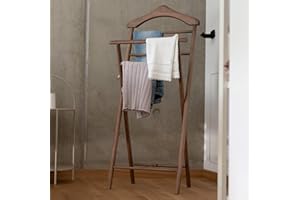 Staboos Stummer Diener aus Massiv Holz - klappbarer Herrendiener und Butler - fertig montierter Damendiener Kleiderständer in 3 Farben (Nussbaum)