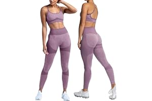 C K CrisKat Conjunto Deportivo 2 Piezas Yoga Traje Deportivo Conjunto de Leggings y Top Deportivo Conjunto de yoga Verano sin Costuras para Fitness