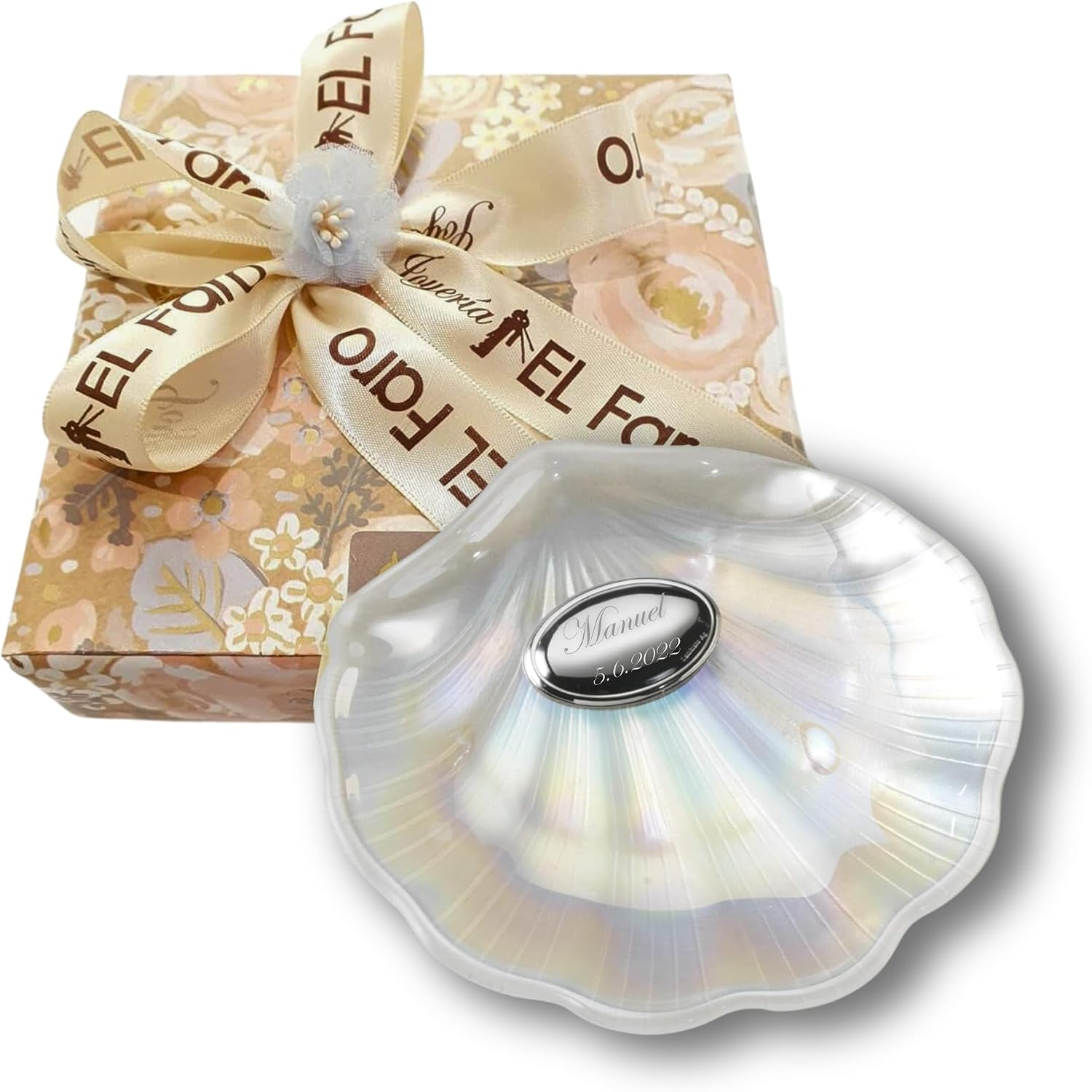 JOYERÍA EL FARO | Concha bautismal | Concha bautismal grabada | Grabado personalizado | Presentación en estuche premium | Un regalo para toda la vida