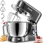 Mixer Mixer, Zuccie 5L Kitchen Robot Blender, 1000W Food Processor with Whisk, Hook, Stainless Steel Bowl and Splash Protecto