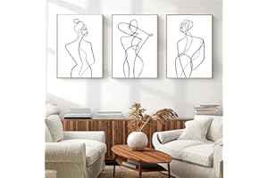 LXTOPN Lot de 3 tableaux muraux modernes, abstraits minimalistes - Lot de 3 posters muraux pour chambre à coucher et salon, sans cadre (noir et blanc A, 40 x 60 cm)