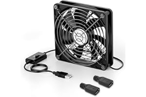 ELUTENG Ventola USB 120mm con 2 Adattatori da DC a USB, Ventilatore Portatile PC 5V Ventole Raffreddata per Computer/PS5/PS4/TV Box/Router/Xbox/Proiettore/Cabinet AV/Switch, Nero
