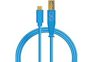 DJ Techtools Chroma Cable USB-C, Hochqualitatives Audio-optimiertes USB-C zu USB-B Kabel (vollständig geflochtene Abschirmung mit zwei Ferritkerndrosseln, Länge: 1.5m mit Klettverschluss), blau