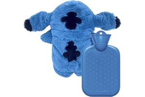 AXINGQIWU Axinyijia Borsa Acqua Calda Peluche Blu, 500ML Borsa dell'acqua Calda con Contenitore Interno Rimovibile, Hot Water Bottle per Bambini Adulti