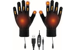 Gants Chauffants USB Électriques Unisexes avec 3 Niveaux de Température Réglables, Écran Tactile, Chauffage Rapide, Doublur Douce, Antidérapants, Gants Thermiques pour Cyclisme, Ski, Extérieur, Hiver