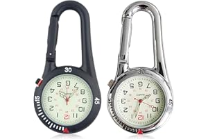GAOUTO 2 Stück Karabineruhr, Taschenuhr Mit Karabiner Befestigung, wasserdichte Karabineruhren, Schwesternuhr, Leuchtendes Analog Quarz Uhr, Karabineruhr für Radfahrer Kletterer Rucksack