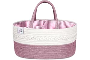 KiddyCare Organizador Pañales para Bebés - Cesta Bebé con 3 Compartimentos Intercambiables y Extraíbles - Organizador Armario Bebé - Ideal como Cesta Regalo Bebé Recién Nacido [Rosa, Tamaño Mediano]