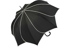 Pierre Cardin - Grand parapluie canne pour femmes - Solide - Avec système automatique - Motif : tournesol, Noir , 105 cm