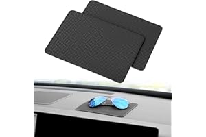 QWORK® 2 Pièces Tapis Antidérapant Voiture 18x13cm, Lavable et Réutilisable pour Téléphones, Clés et Pièces