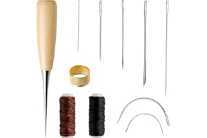 HXC Leather Repair Kit 11PCS Leather Sewing Tools Waxed Thread and Needles for Fabric Sewing Upholstery Tools for Sofas Carpet Furs Sewing