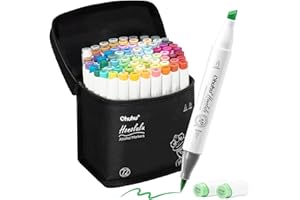 Ohuhu 72 Colour Art Markers Set, Dual Tip, Brush & Chisel Sketch Marker for Artist, Students, Brush Markers for Sketching, Adult Coloring, Calligraphy, Drawing and Illustration Markers