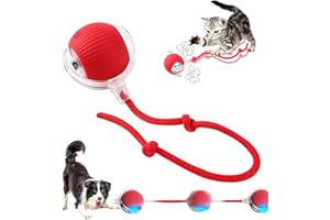 CelestiMingle Interactive Cat Dog Ball Toy – 360° Smart Rolling Pet Ball with Tail, USB Rechargeable Self-Moving Dog Ball, Automatic Electric Toy for Indoor Cats & Dogs, Active Play & Chase(Red)