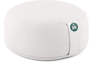 Present Mind - Cuscino rotondo da meditazione, lavabile, con imbottitura in grano saraceno, altezza di seduta di 16 cm