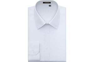 HISDERN Chemise de Ceremonie pour Hommes en Coton, a Manches Longues, Boutonne, a la Coupe Normale, pour Hommes