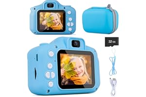 FLEXIVER Kinderkamera - 1080P HD Kinder Kamera Geschenke für 3-12 Jahre Jungen und mädchen Fotoapparat mit 32GB-Kart Selfie Digitalkamera Kinde Fotokamera für Geburtstagsgeschenk Weihnachten Spielzeug (Blau)