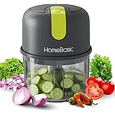 HOMEBASIC 250ml Electric Chopper for Kitchen | Cordless Portable Mini Food Processor with 3 Stainless Steel Blades, 30W Motor