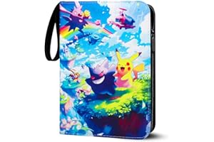 FUXGAOZH Sammelalbum für Pokemon Karten,400 Karten Sammelkarten Album 4 Taschen 50 Seiten Sammelmappe karten Ordner Heft,Hochwertiges Wasserdicht PU Leder Card Collection Sammelheft,Geschenk für kinder (C4)