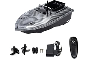 AOOUNGM 500M Bateau Amorceur Télécommandé 1.5kg Bateau d'appât sans Fil Pêche avec LED Night Light, Hélice Tripale Anti-Enchevêtrement pour Pêche en Lac/Rivière