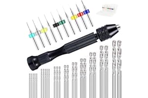 36PCS Mini Hand Drill Bit Set, Lylxienty Precision Pin Vise Hand Drills, Micro Mini Twist Drilling Bits 0.5-3mm and PCB Drill 0.1-1mm for Model Making Electronic Drilling Holes Woodworking Jewelry DIY