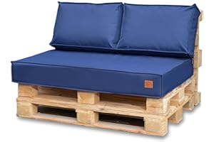 Bielik Palettenkissen 120 x 80 Set für Palettenmöbel | Wasserdicht Europaletten Sitzkissen Made in EU | Palettensofa komplett besteht aus 3 Teilen in Farbe: Dunkelblau