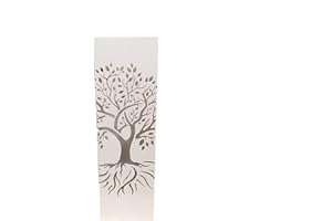 DRW Paraguero arbol de la Vida Blanco Metal 15.5x15.5x49 cm con Gancho para Paraguas pequeños y Bandeja recogeaguas