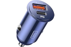 INIU Cargador Coche Carga Rápida 60W Accesorios Coche Interior para iPhone 16 15 Pro MAX Samsung S25 Xiaomi, Cargador Mechero Movil USB C 12V Gadgets Car para Camper Furgoneta Camion Fiat Peugeot Azul