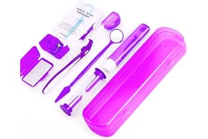 ZKSMNB Orthodontic Care Kit, Braces Kit, Portable Orthodontic Cleaning Kit, V-Brush Oral Mirror Interdental Brush Dental Floss Dental Wax Oral Care Travel 8-Piece Set (Purple)