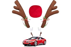 ‎ANGOONI Angooni Rentier Auto, Rentier Kostüm Auto, Geweih Deko für Auto, Geweih und Nase Kit für Auto, Truck, Van und SUV