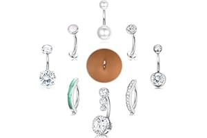 Chriscoco 9 Piezas Piercing Ombligo Acero Quirurgico Oro/Plata, 14G Piercing Ombligo Tous, Piercing Ombligo Embarazada, CZ Clicker Piercing Ombligo para Mujeres