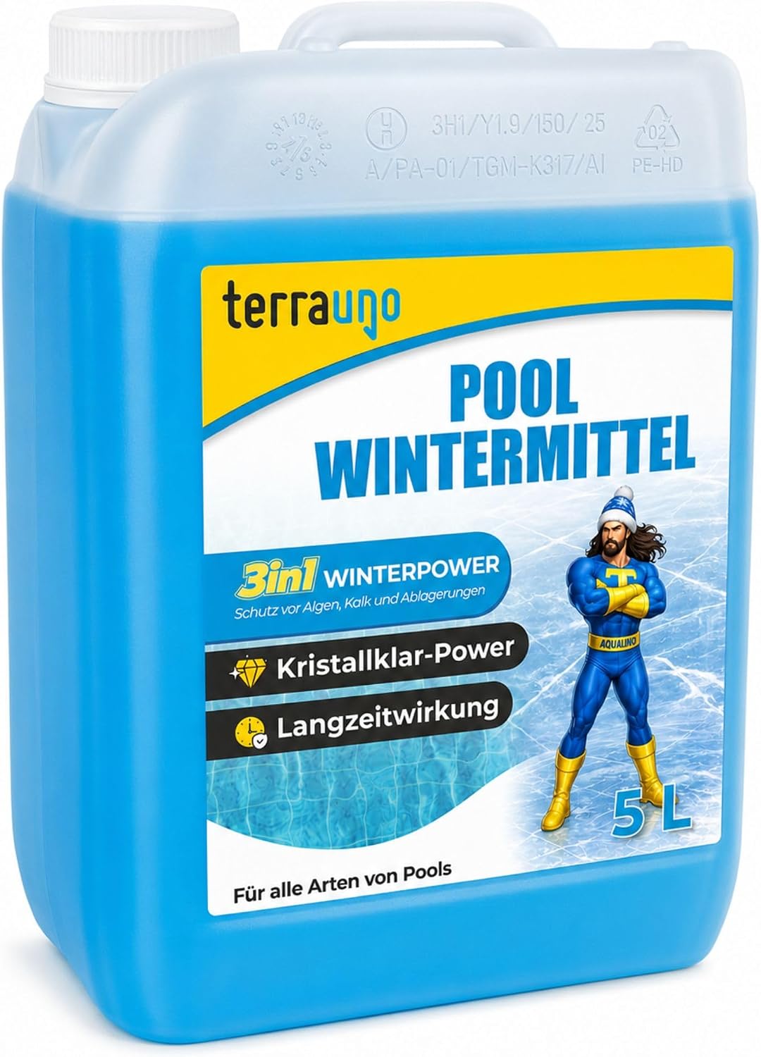 Technische Daten & Spezifikationen : TerraUno Pool Wintermittel flüssig 5 L 3 in 1