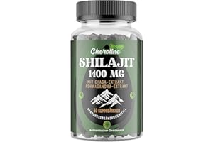 ‎CHEROLINE Reine Himalaya Shilajit 1400mg Pro Portion, Fortschrittliche 3-in-1-Formel mit Chaga- und Ashwagandha-Extrakt, Maximale Wirksamkeit 85+ Saubere Spurenelemente und Fulvosäure, 60 Vegane Gummis