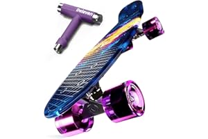 D DELEVEN Deleven Skateboard mit Skate Tool, ABEC-9 Lagern und 78PU Rädern - The Universe Collection - Für Kinder, Erwachsene, Anfänger - 56 cm