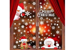 Trabig 286PCS Natale Vetrofanie Rimovibile Adesivi Doppia faccia fiocchi di neve, Natale Adesivi Finestra Decorazione, Natale Adesivi Vetro per la Fai da te finestra Articoli