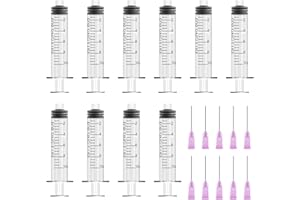 TOPBELIEF 10 Stück Spritzen 10 ml, Spritze Mit Stumpfer Nadel, Plastikspritze, Dosierspritze, Kolostrum Spritze, Injektionsspritze, Für Labor, Industriell, Flssigkeitsmessung, DIY Craft Nachfüllkleber