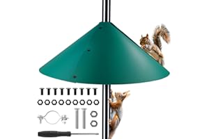 Gosknor Vogelhausschutz, 45 cm Großer Kunststoff Eichhörnchen-Leitwände Umlaufende Eichhörnchenschutz-Leitwand für Vogelfutterspender zum Schutz hängender Vogelfutterspender im Außenbereich (Grün)