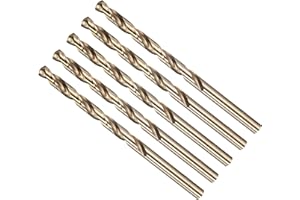 METALLIXITY 5mm Micro Drill Bit (#9) 5Pcs, 4341 High-Speed Steel Straight Shank 135° Gold for Drilling Low-to-medium Hardness Metal Copper Aluminum Plastic Wood