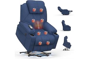 BareTay Recliner Armchair Lift Chair For the Elderly, Power Recliner Chair with Massage & Heat, Extended Footrest, Type C+USB Ports, 2 Cup Holders, Dual Side Pockets Reclining Chairs Lounge Sofa