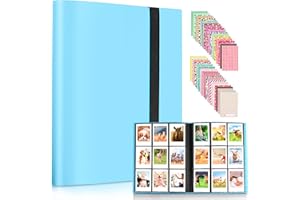 AMIMY 432 kieszenie Mini Album fotograficzny dla Fujifilm Instax Mini 7s 7+ 8 8+ 9 11 12 25 26 50s 70 90 Film Aparat natychmiastowy i karta z nazwiskiem (Niebieski)