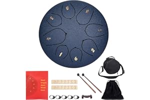 JOSPL Tamburo in Acciaio 6 Pollici 8 Note Strumento Musicale Tamburo per lingua Handpan con Bacchette per Tamburi,Borsa,FingerPick libro di musica Strumento a Percussione per Prestazione Meditazione Yoga